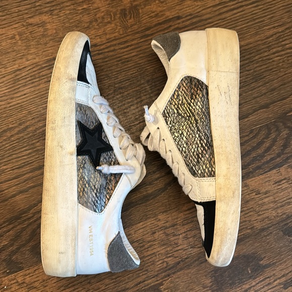 VINTAGE HAVANA Star and Snakeskin Leather Sneakers size 7.5 - Picture 2 of 7